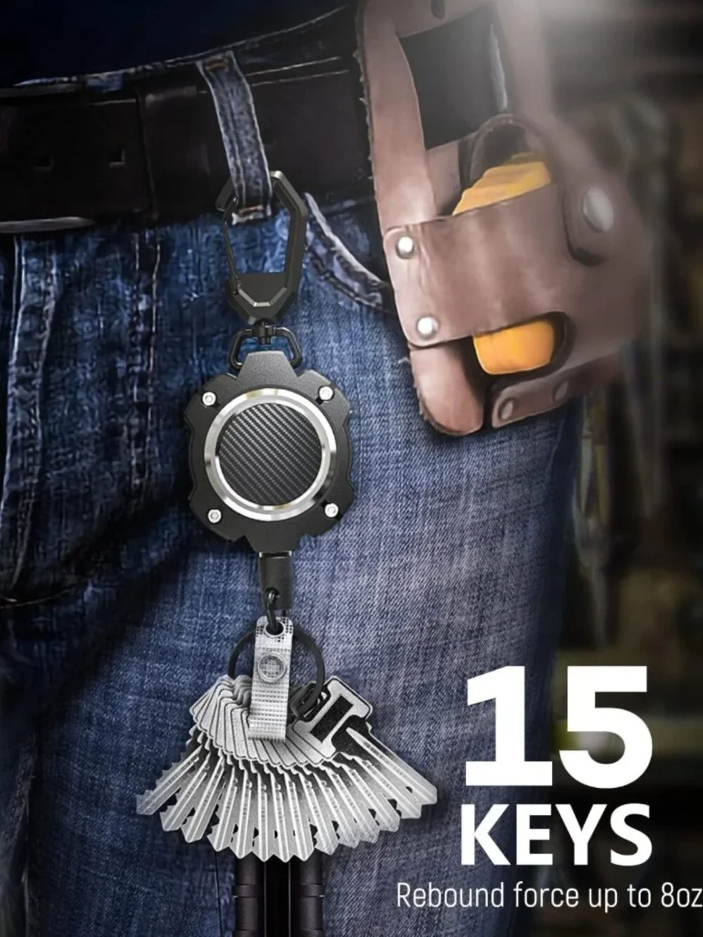 2 Pack Retractable Keychain - Holds 15+ Keys, 31.5 in Wire Rope, Lightweight